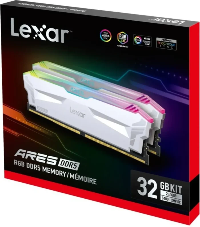 RAM LEXAR 32GO 2X16GO 6400MHZ ARES RGB DDR5 CL32