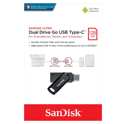 SANDISK ULTRA DUAL DRIVE GO USB TYPE C 128GO - Campus Informatique