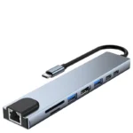 ADAPTATEUR TYPE C 8 IN 1 TO HDMI 4K TO RJ45 TO USB3.0 + LECTEUR CARTE