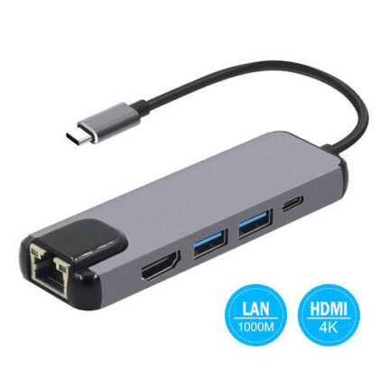 ADAPTATEUR TYPE C TO HDMI TO USB 3.0 TO RJ45 5 In 1 - Campus Informatique