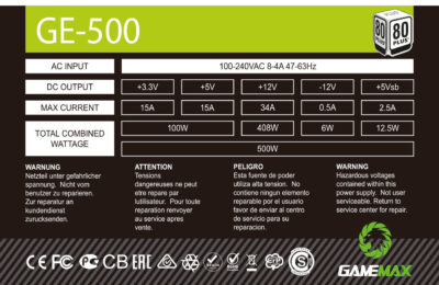 GAMEMAX 500W GE500 4