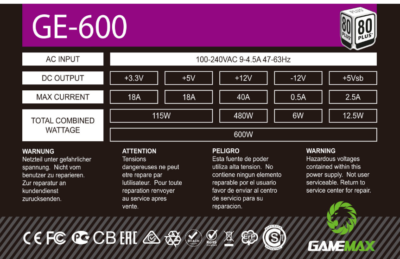 GAMEMAX 600W GE600