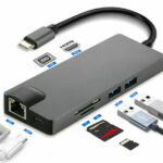 ADAPTATEUR TYPE C 8 IN 1 TO HDMI 4K TO RJ45 TO USB3.0 TO VGA+ LECTEUR CARTE