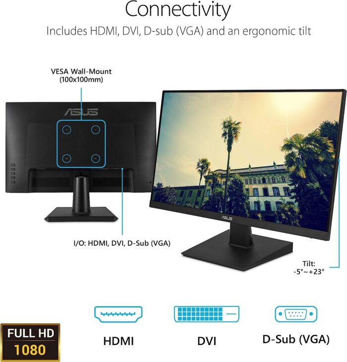 asus va24ehf 238 ips fhd 100hz monitor black