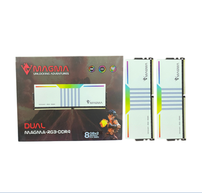RAM MAGMA 16GO 2X8GO 3600MHZ DDR4 RGB WHITE – Image 1