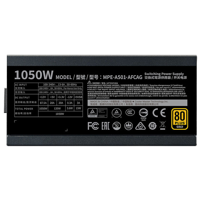 ALIMENTATION COOLER MASTER MWE 1050W V2 GOLD FULL MODULAIRE – Image 5